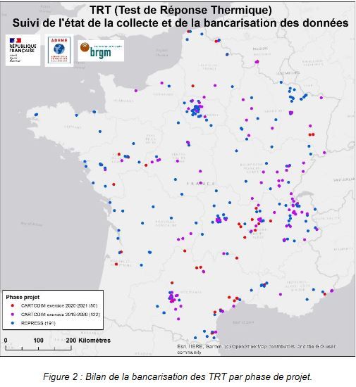 Illustration de l'état de la collecte de TRT par phase de projet ©BRGM